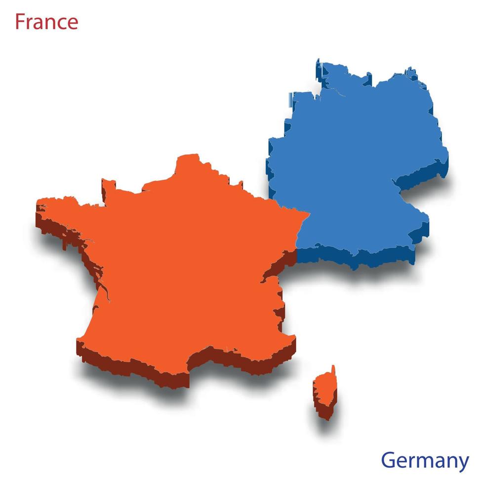 3d isometrico carta geografica Francia e Germania, franco-tedesco relazioni vettore