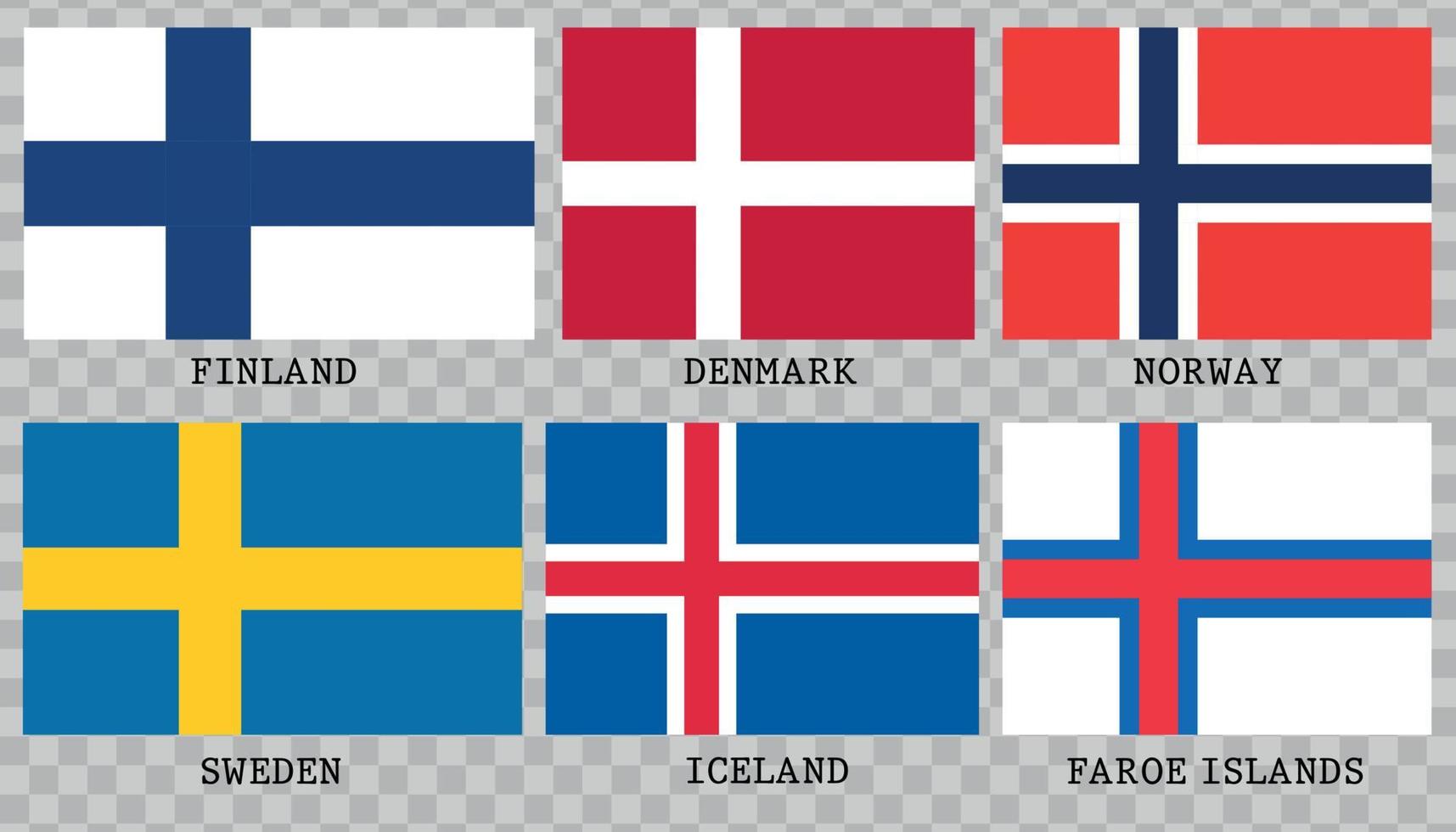 semplice bandiere di Scandinavia vettore