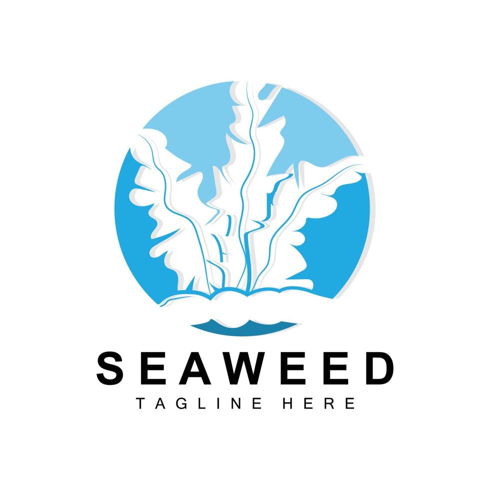 alga marina logo disegno, subacqueo pianta illustrazione, cosmetici e cibo ingredienti vettore