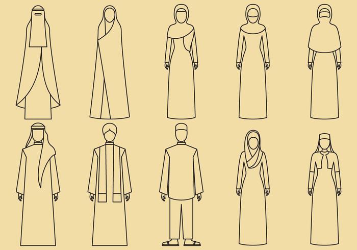 Icone dei vestiti del Medio Oriente vettore