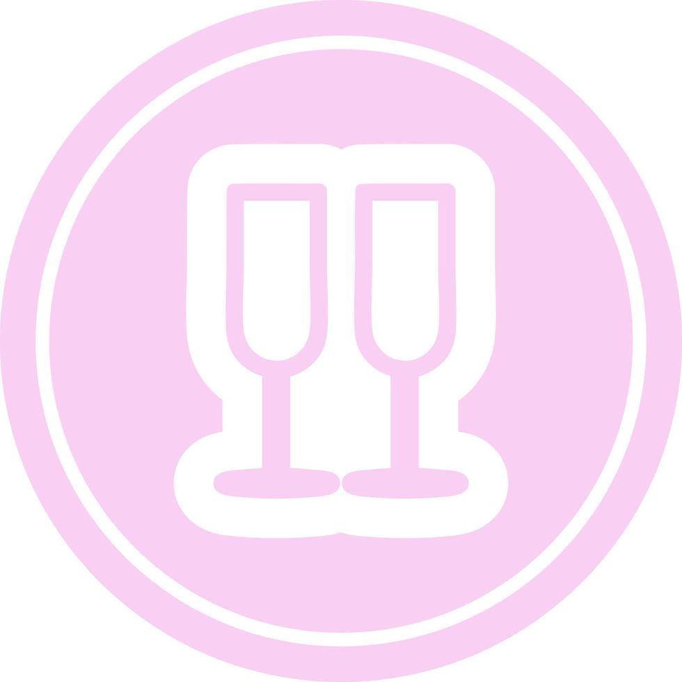 icona circolare di bicchieri di champagne vettore