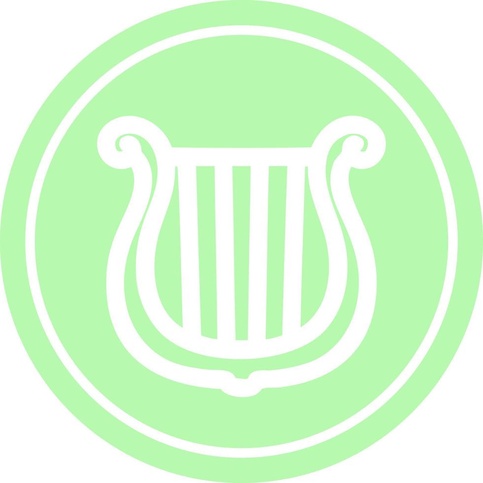 icona circolare dell'arpa dello strumento musicale vettore