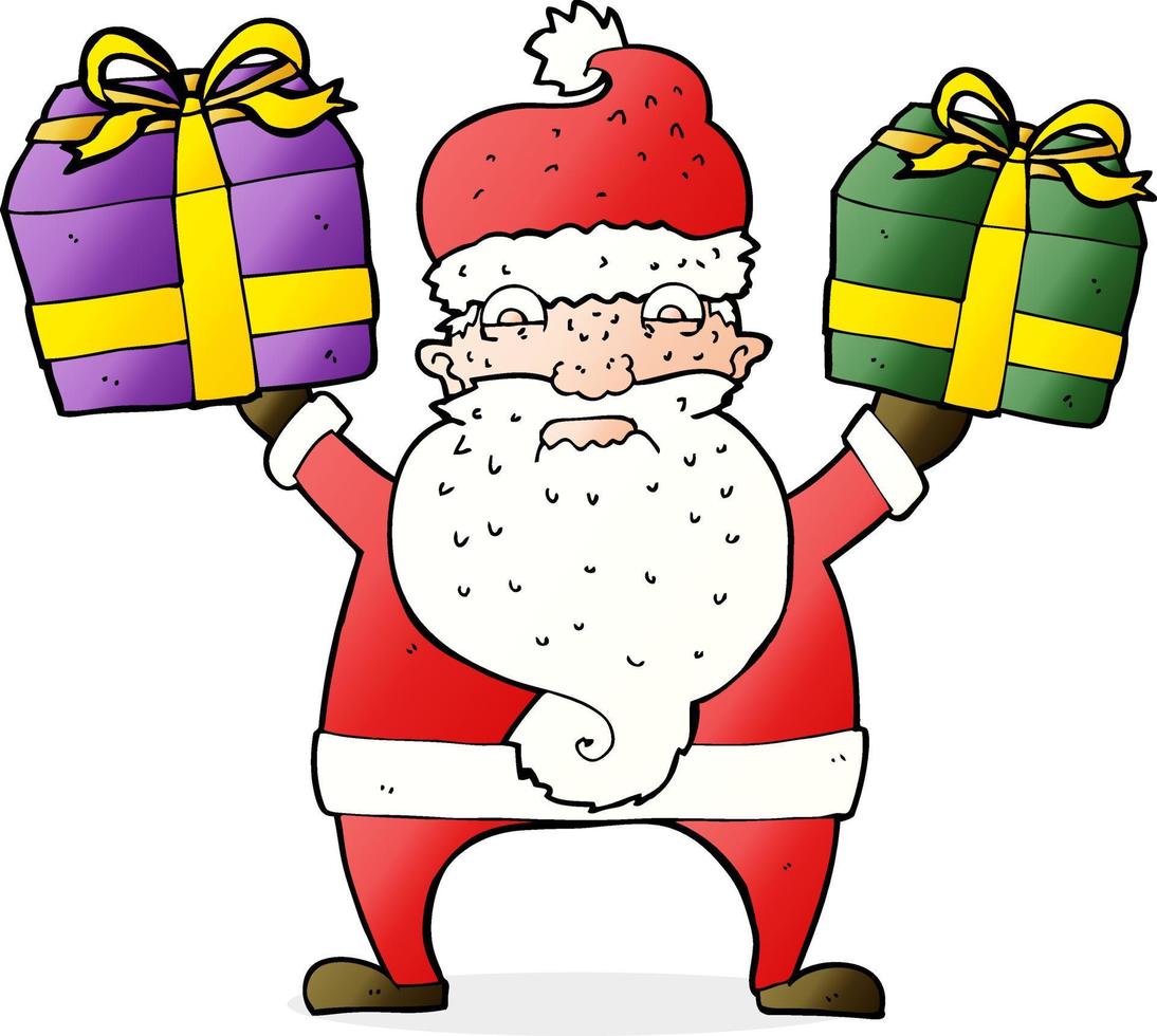 cartone animato arrabbiato Santa cuscinetto i regali vettore