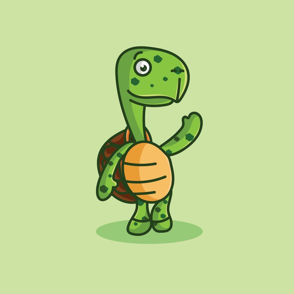 tartaruga portafortuna cartone animato personaggio piatto design vettore
