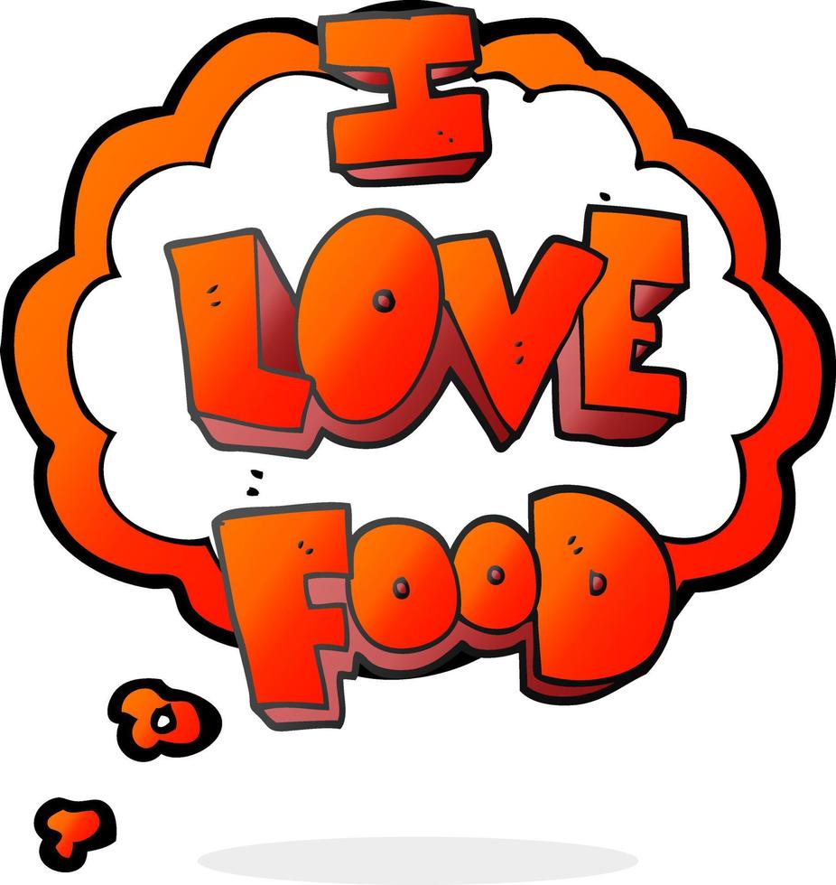 a mano libera disegnato pensato bolla cartone animato io amore cibo simbolo vettore