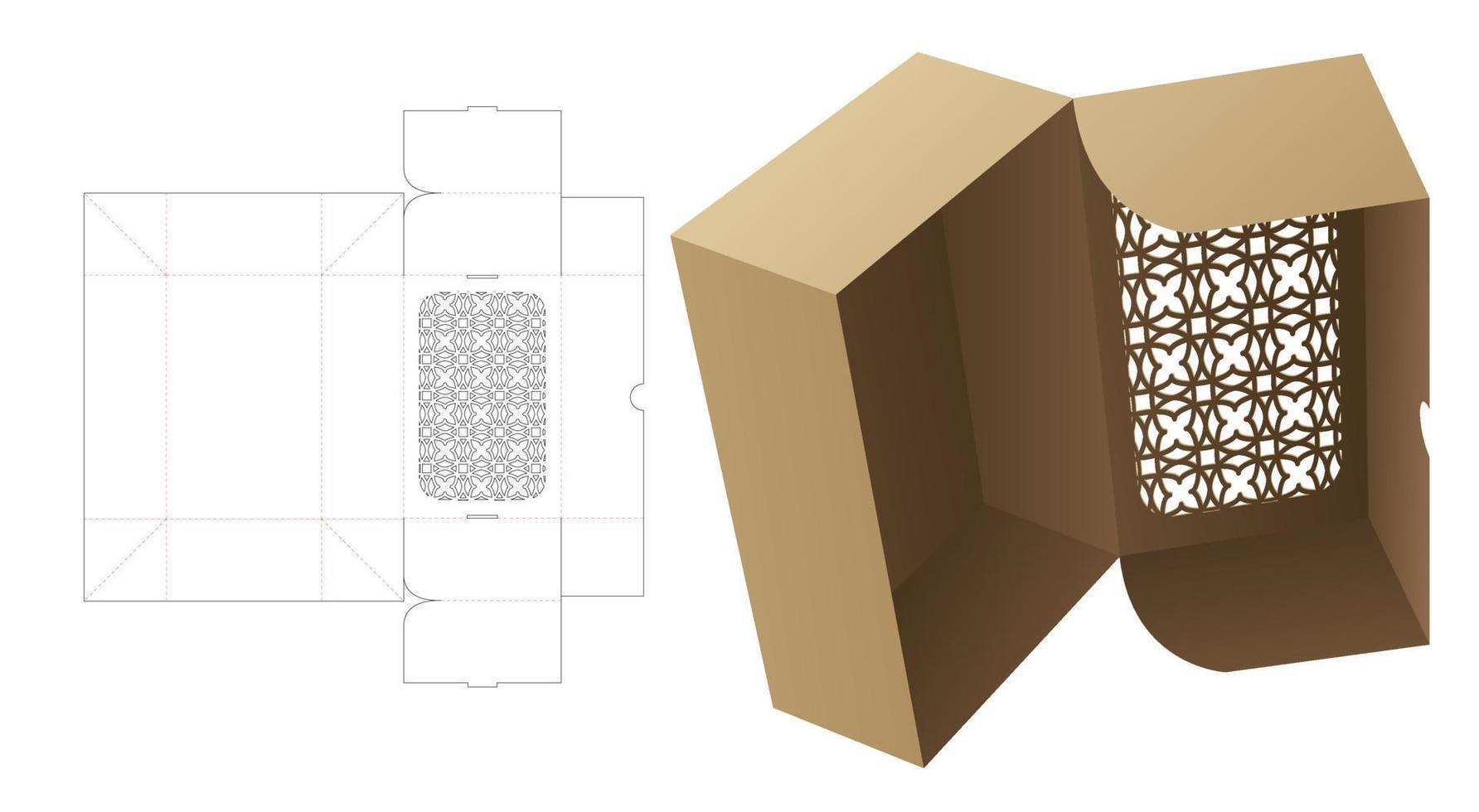 cartone pieghevole scatola con stampigliato lusso modello morire tagliare modello e 3d modello vettore