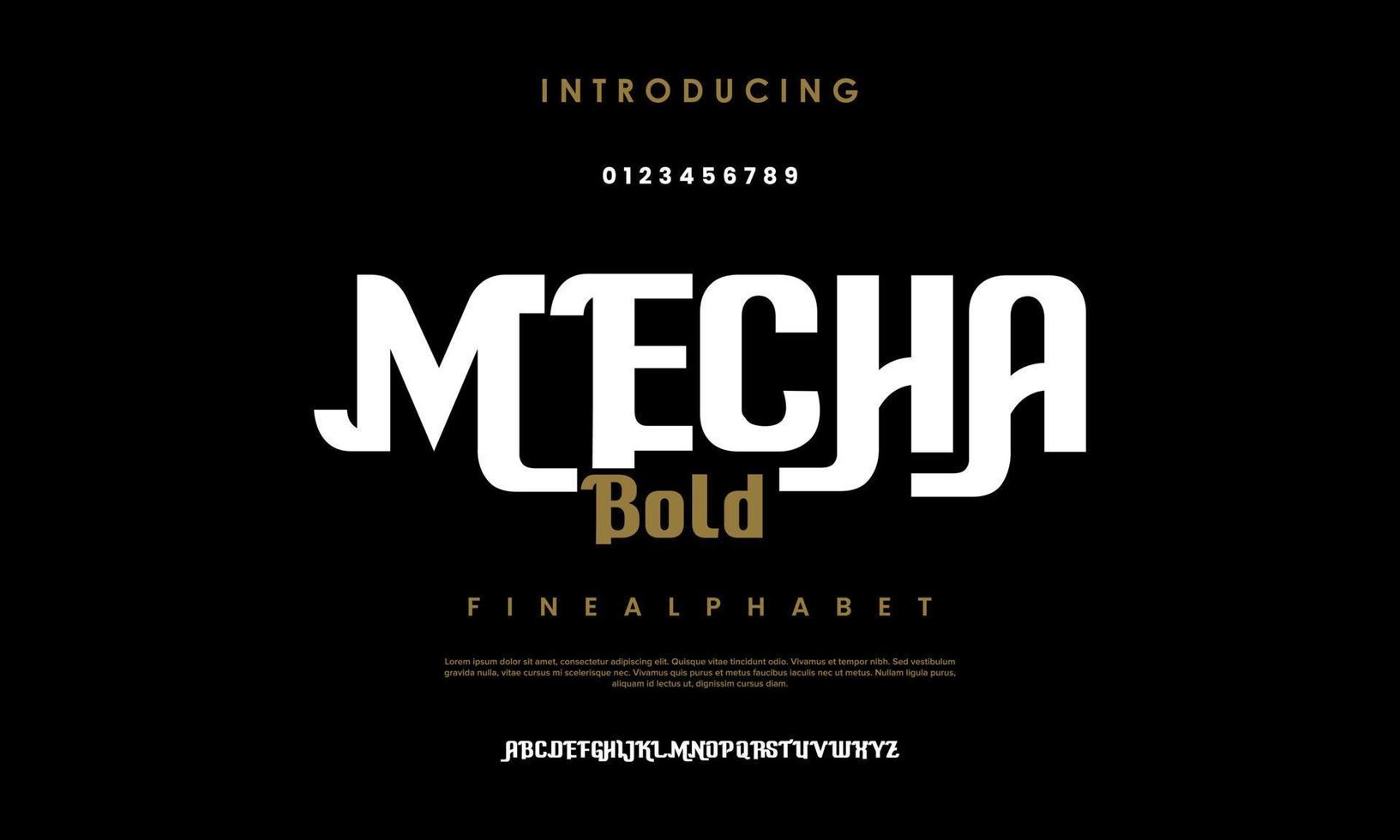 mecha Tech robot alfabeto. tecnologia carattere tipografico, logo, sport, musica, gioco tipografia vettore