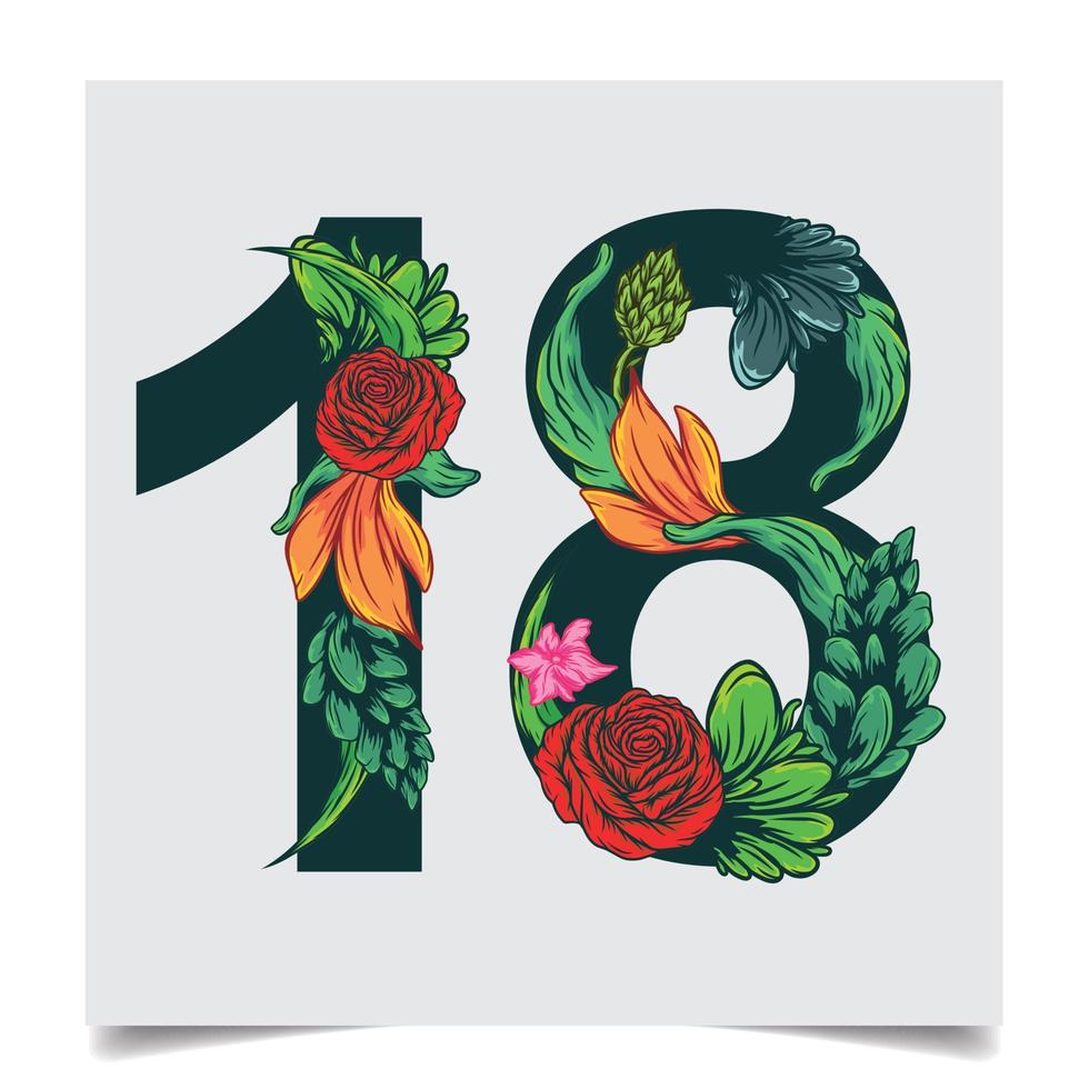 numeri vettore colorato fiore font azione illustrazione arte