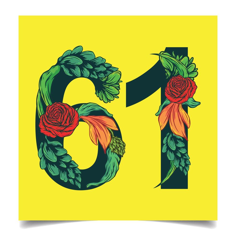 numeri vettore colorato fiore font per il tuo design arte