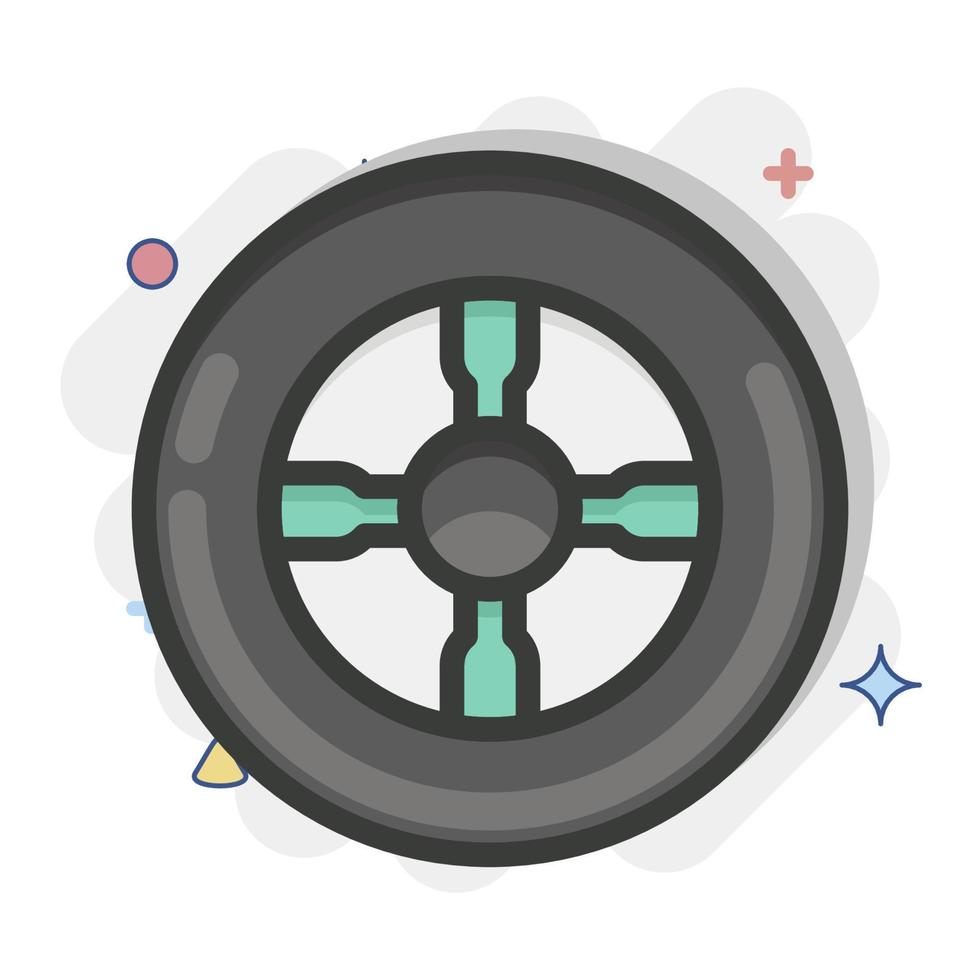 icona pneumatico. adatto per settore automobilistico simbolo. comico stile. semplice design modificabile. design modello vettore. semplice illustrazione vettore
