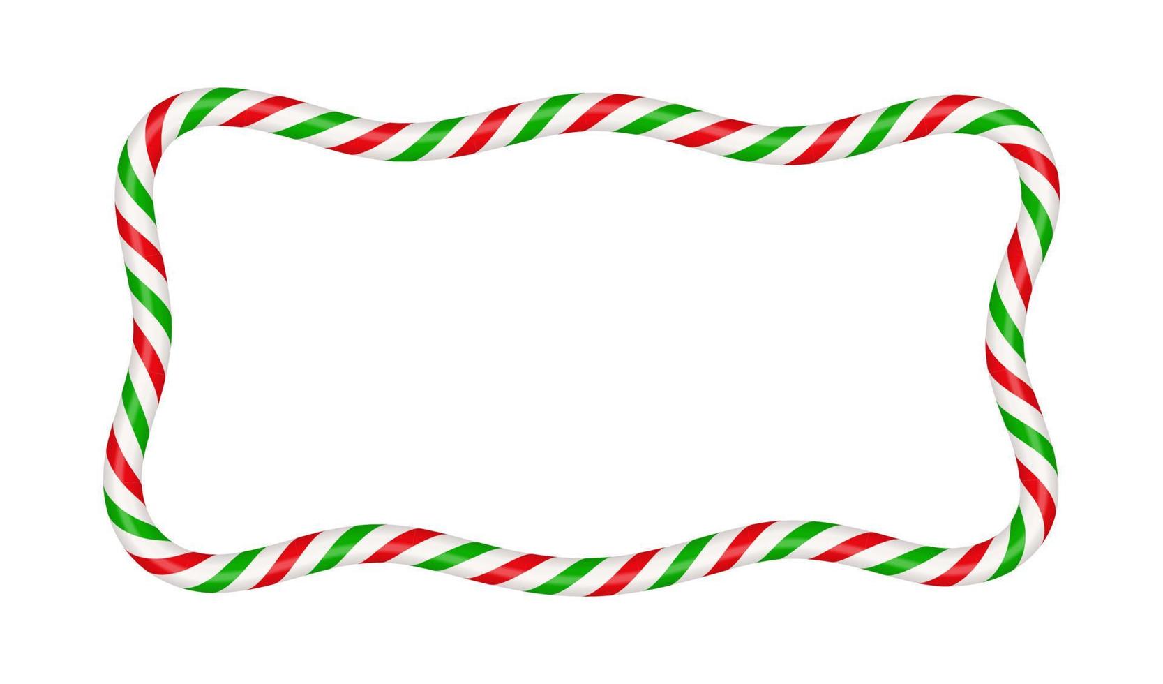 Natale caramella canna rettangolo telaio con rosso e verde banda. natale confine con a strisce caramella lecca-lecca modello. vuoto Natale e nuovo anno modello. vettore illustrazione isolato su bianca sfondo