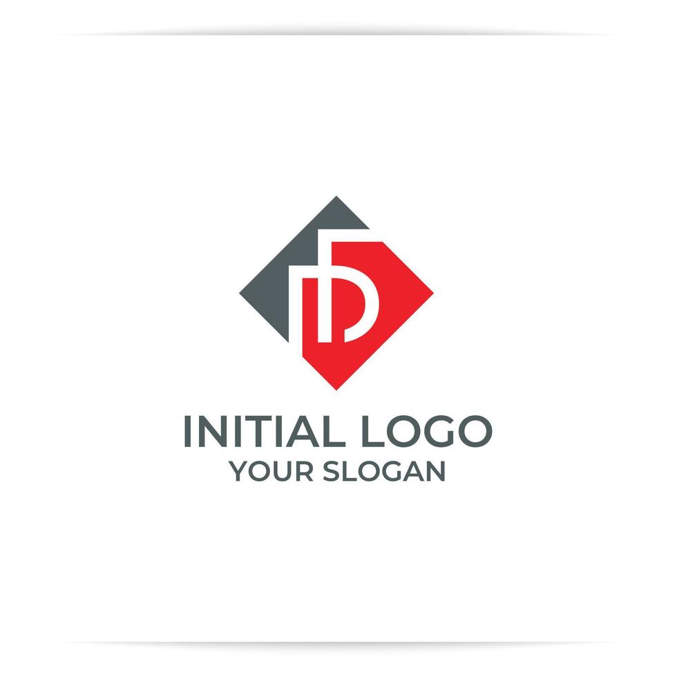 logo design lettera fp nel scatola vettore