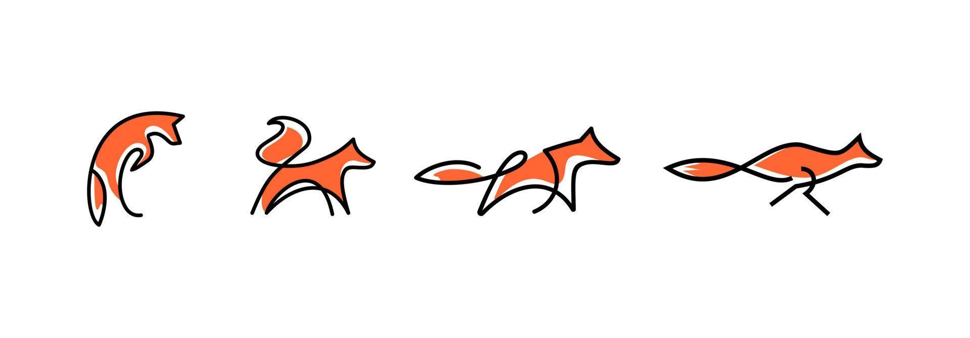 vettore linea arte di astratto arancia Volpe salto e in esecuzione, Volpe parete arte disegno, minimo volpi linea logo icona illustrazione isolato su bianca sfondo