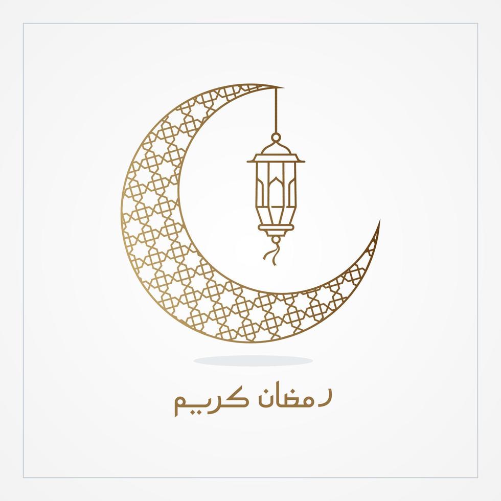 Ramadan kareem, eid mubarak saluto linea icona minimo e semplice vettore design con bellissimo raggiante lanterna e elegante mezzaluna Luna stella per sfondo e bandiera