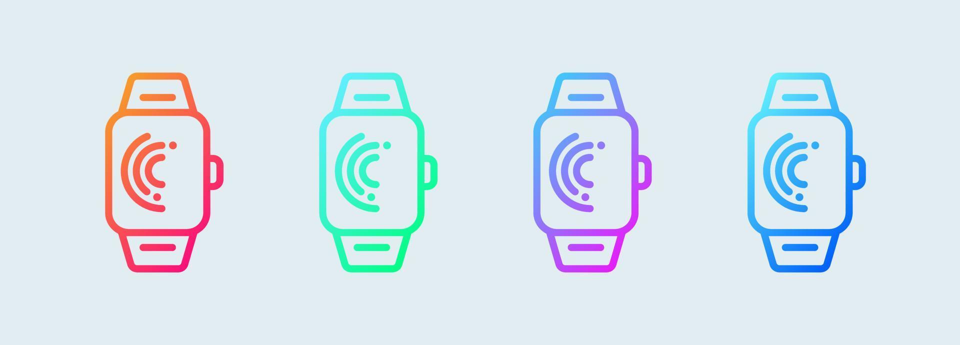 orologio intelligente linea icona nel pendenza colori. inteligente orologio segni vettore illustrazione.