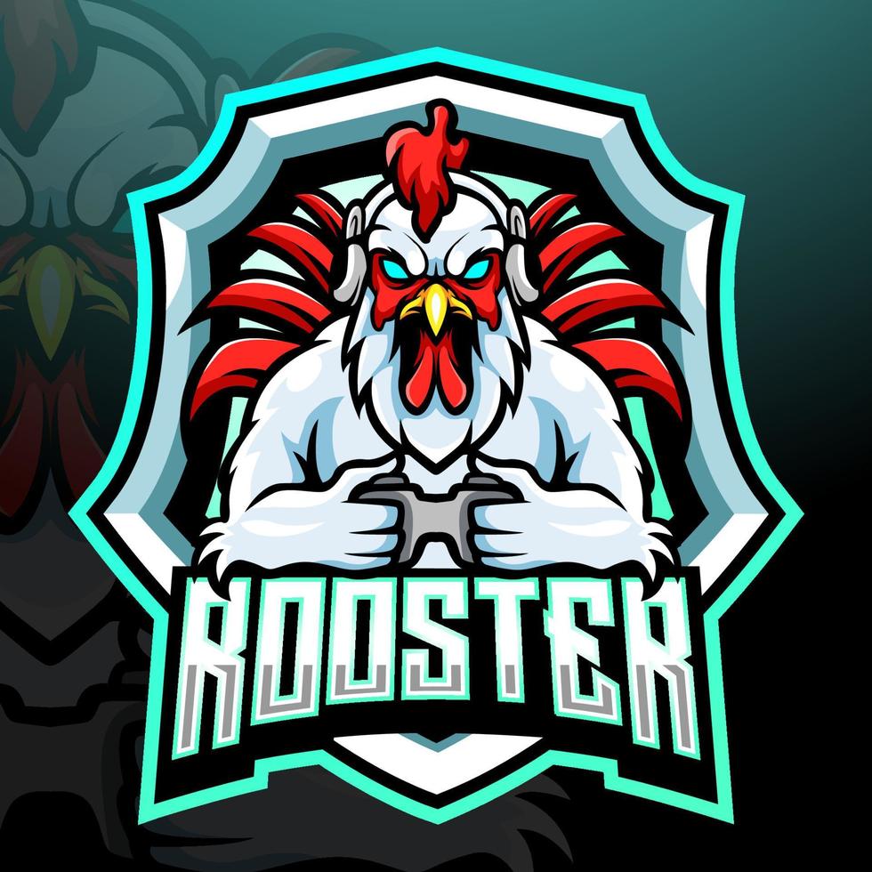 Gallo gioco mascotte. esport logo design vettore