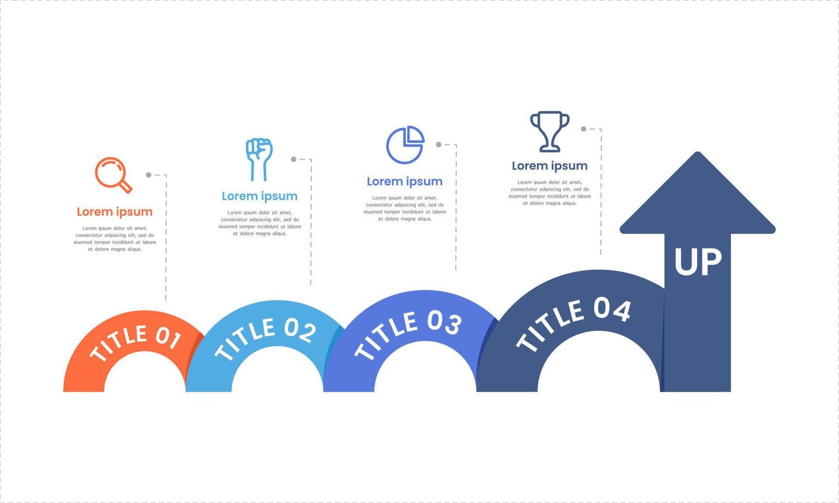 Infografica crescita rapporto modello 4 passaggi curva stile vettore