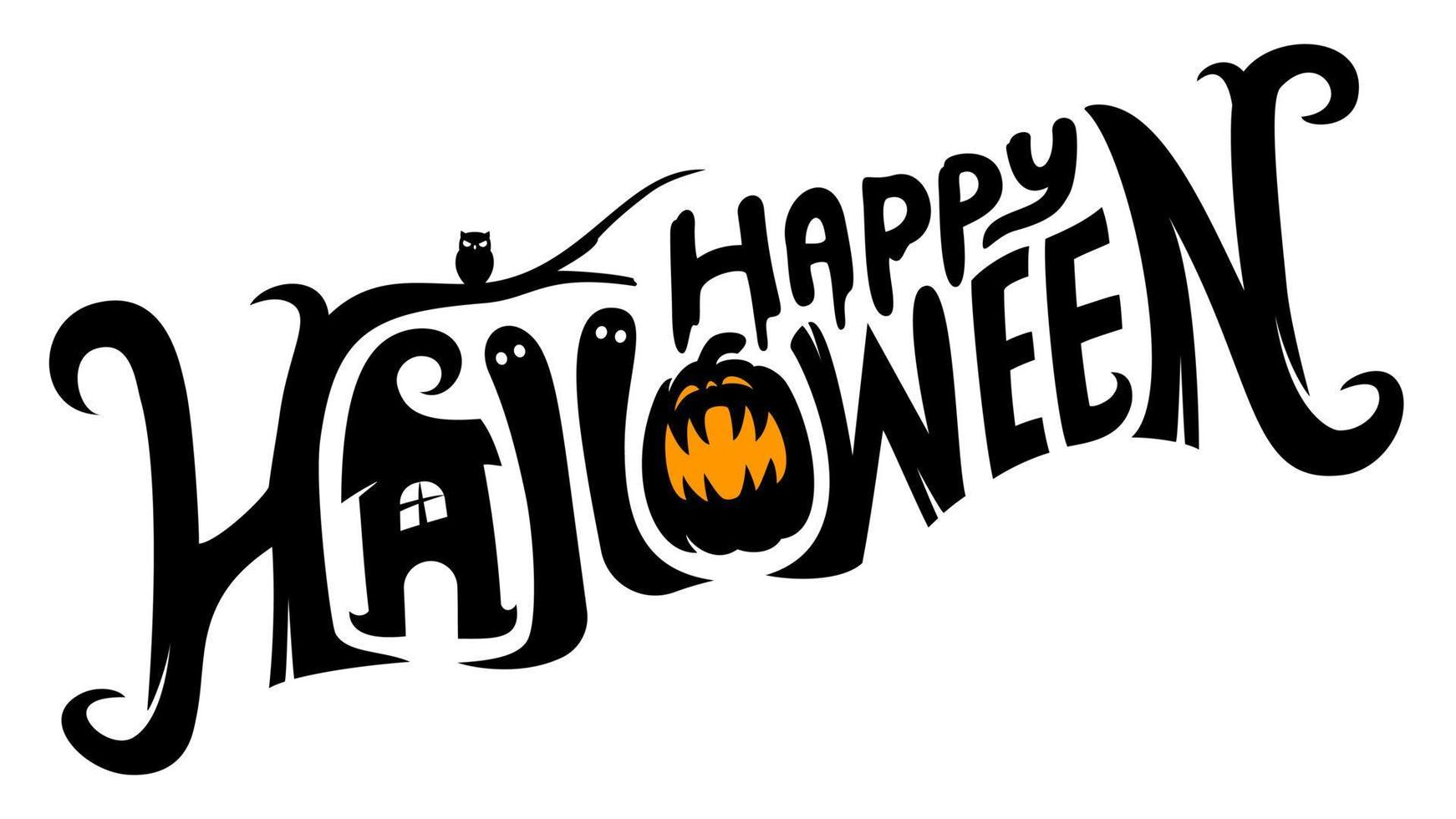 banner di testo di halloween felice, vettore