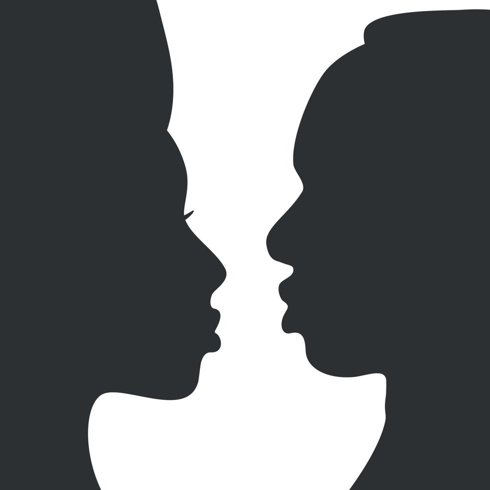 africano maschio e femmina viso profilo Visualizza. romantico incontri momento. africano americano coppia silhouette. vettore illustrazione