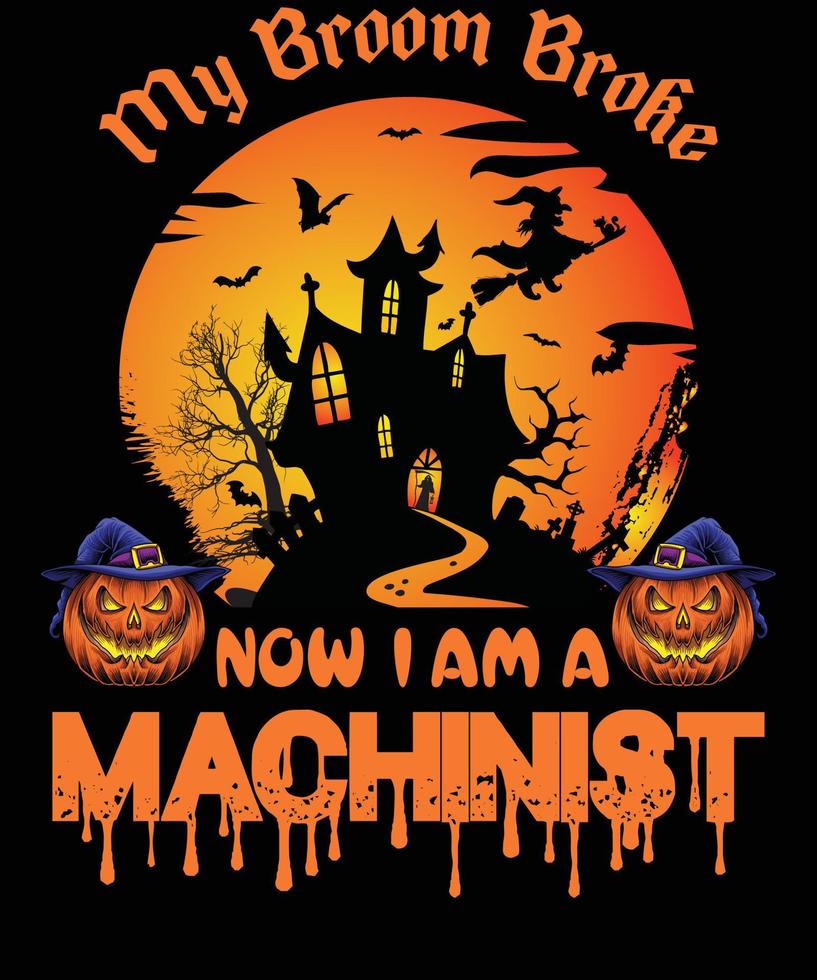 macchinista maglietta design per Halloween vettore