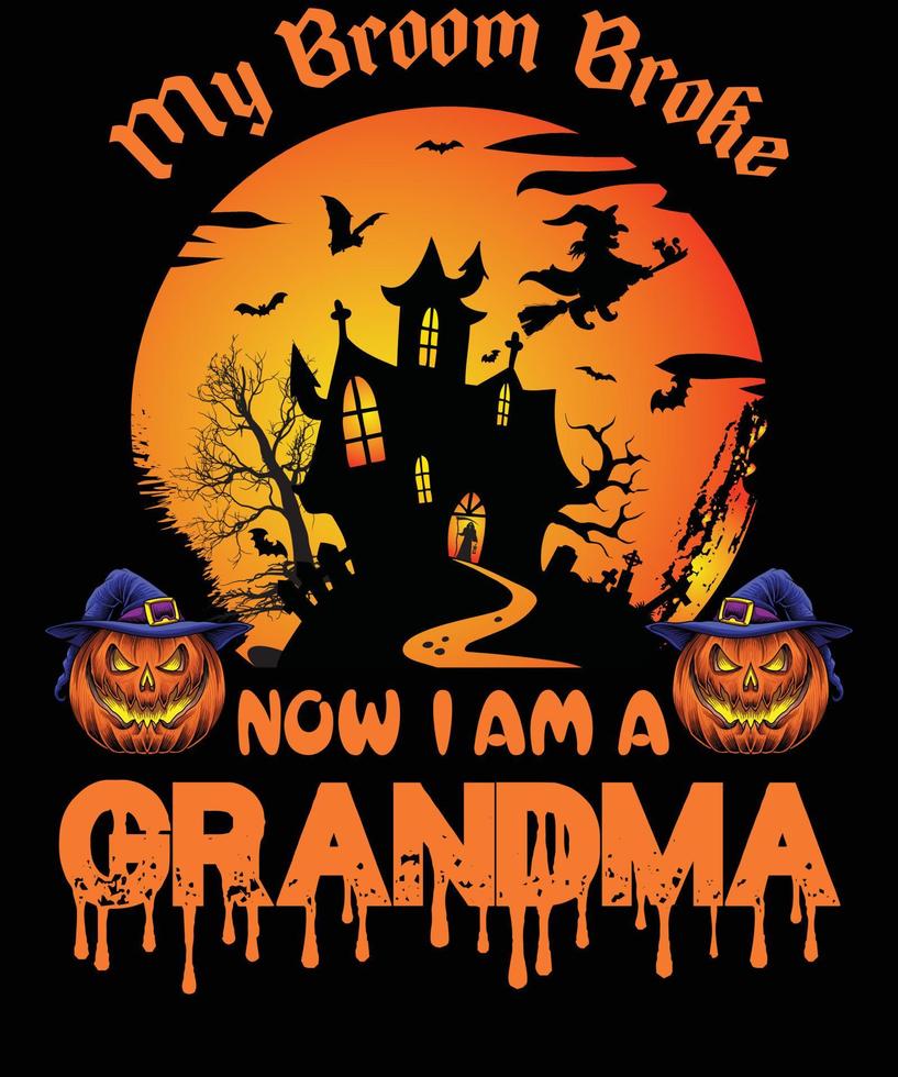 nonna maglietta design per Halloween vettore