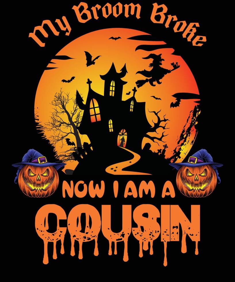 cugino maglietta design per Halloween vettore