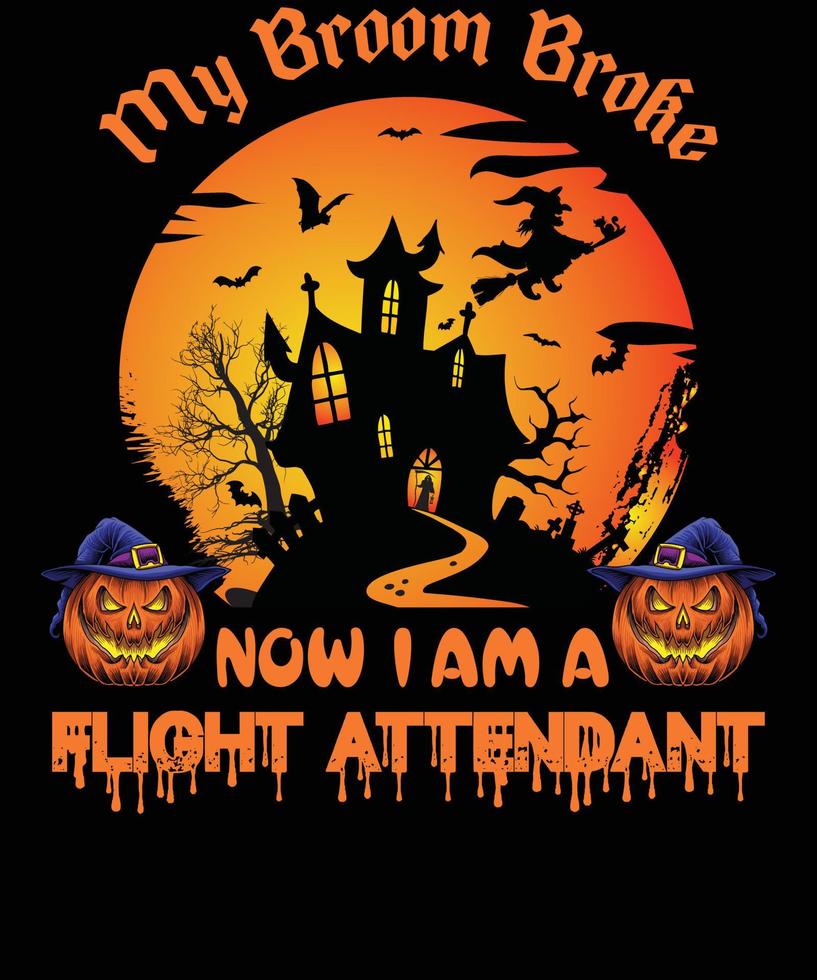 volo assistente maglietta design per Halloween vettore