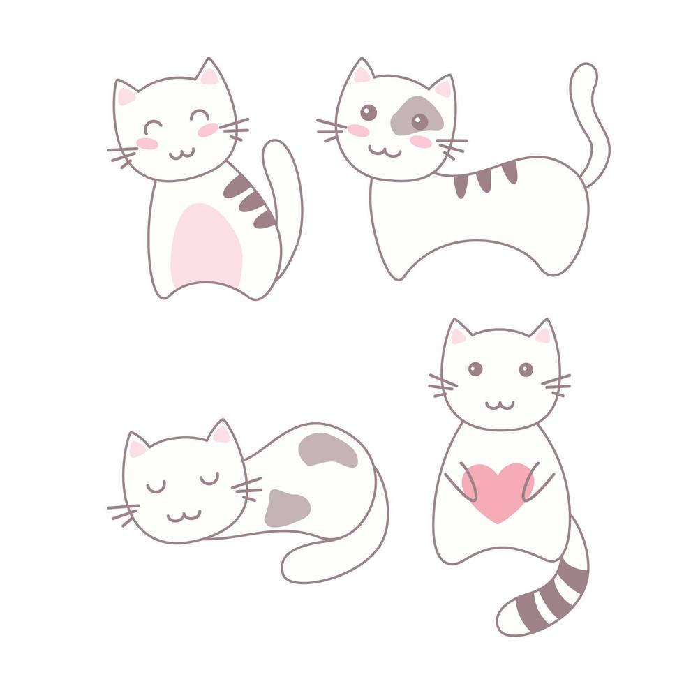 carino cartone animato gatti collezione vettore