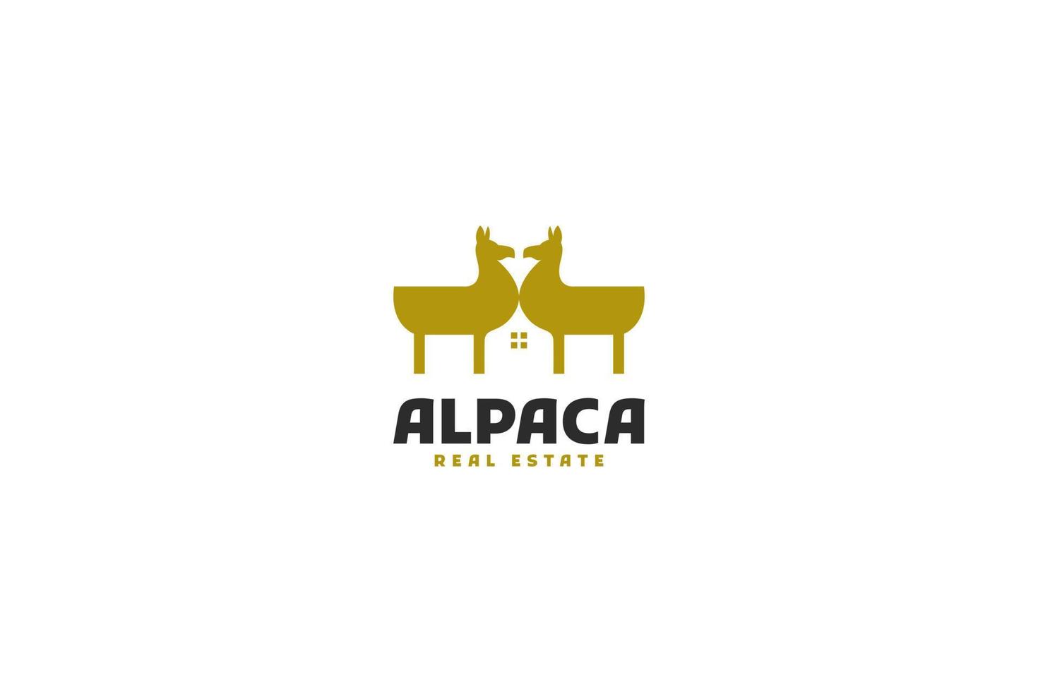 piatto alpaca con Casa logo design vettore illustrazione idea