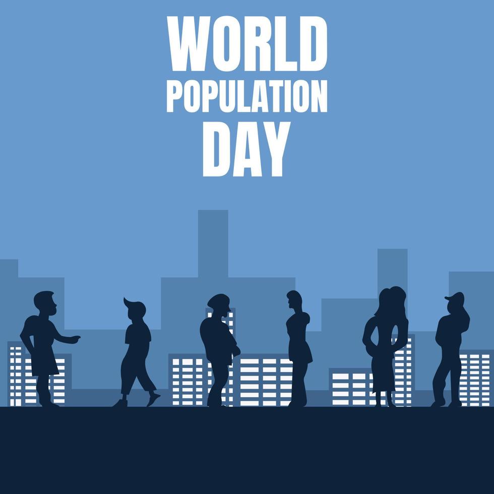 illustrazione vettore grafico di urbano società silhouette, Perfetto per mondo popolazione giorno, celebrare, saluto carta, eccetera.