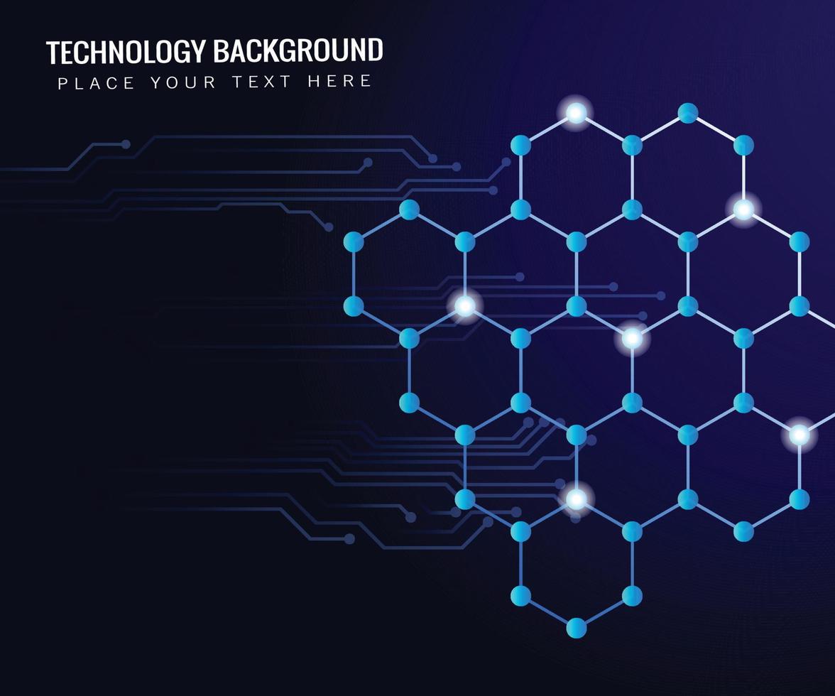 geometrico esagono collegamento Linee e puntini blu sfondo con circuito tavola vettore