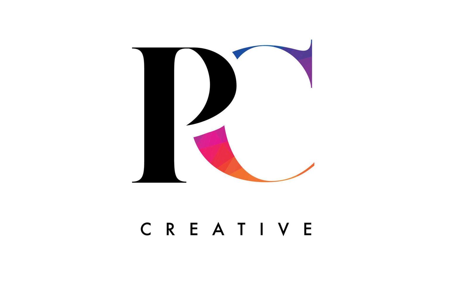 pc lettera design con creativo tagliare e colorato arcobaleno struttura vettore