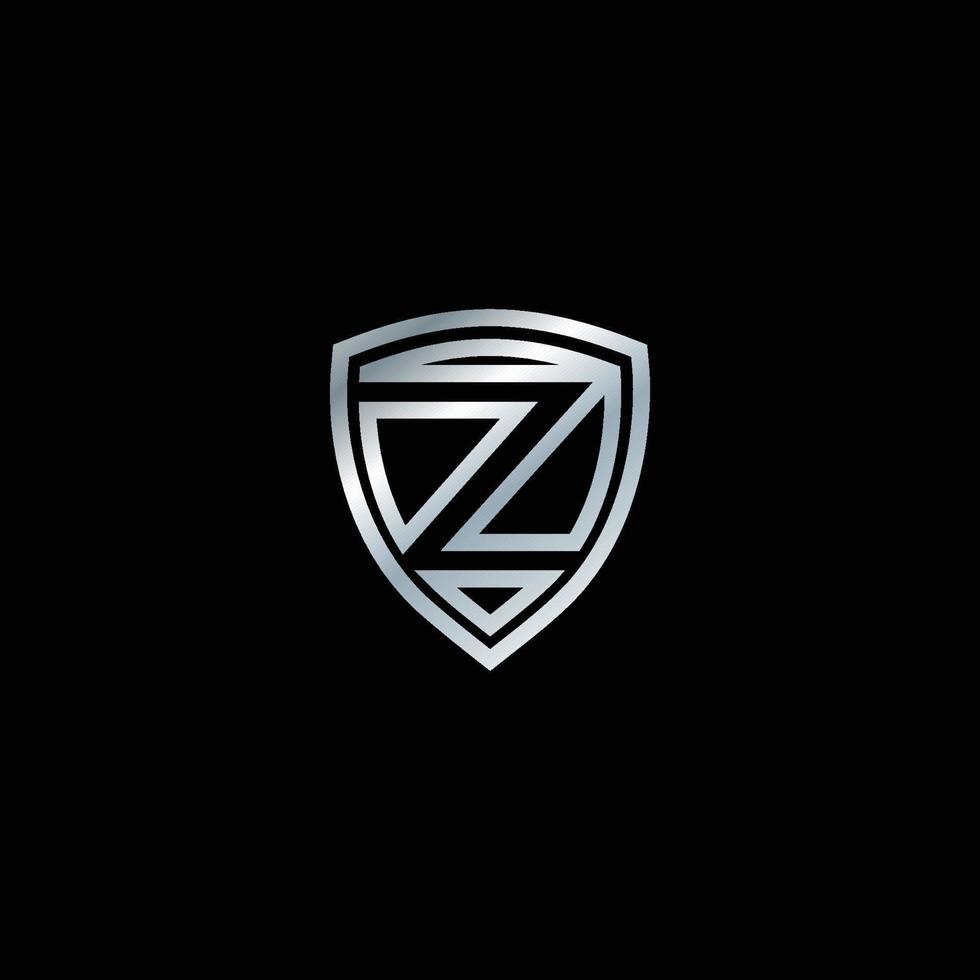 argento scudo logo design per lettera z. argento metallo logo. logo design per macchine, sicurezza aziende e altri . lettera scudo logo design concetto modello vettore