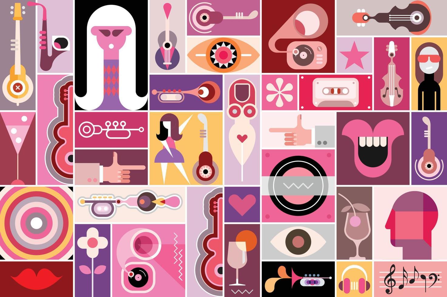pop Art musicale collage vettore
