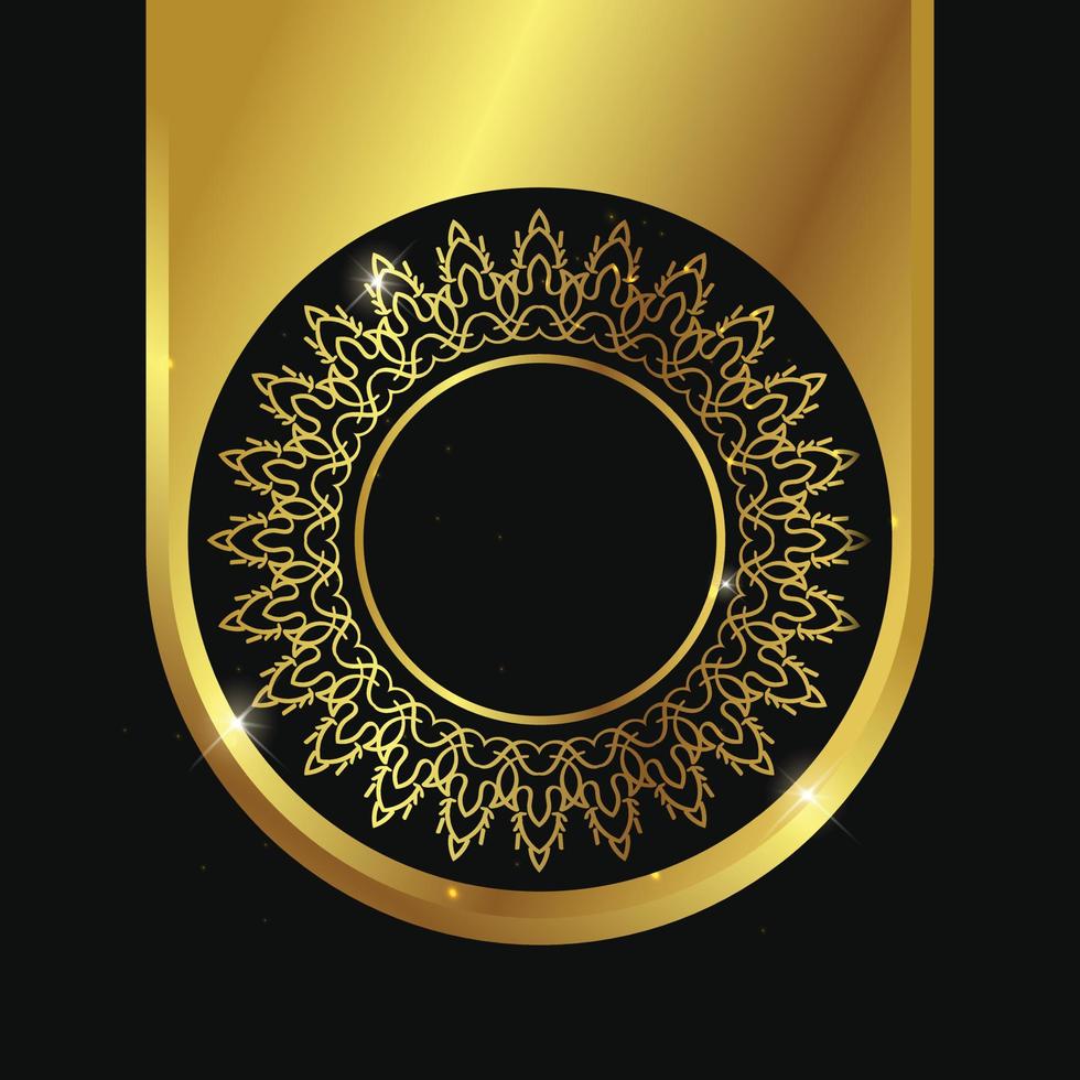 d'oro retrò telaio su nero sfondo. vuoto Vintage ▾ telaio. semplice d'oro lusso Vintage ▾ design. vuoto modello di retrò oro telaio. isolato vettore illustrazione.