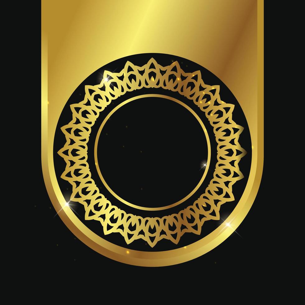 d'oro retrò telaio su nero sfondo. vuoto Vintage ▾ telaio. semplice d'oro lusso Vintage ▾ design. vuoto modello di retrò oro telaio. isolato vettore illustrazione.