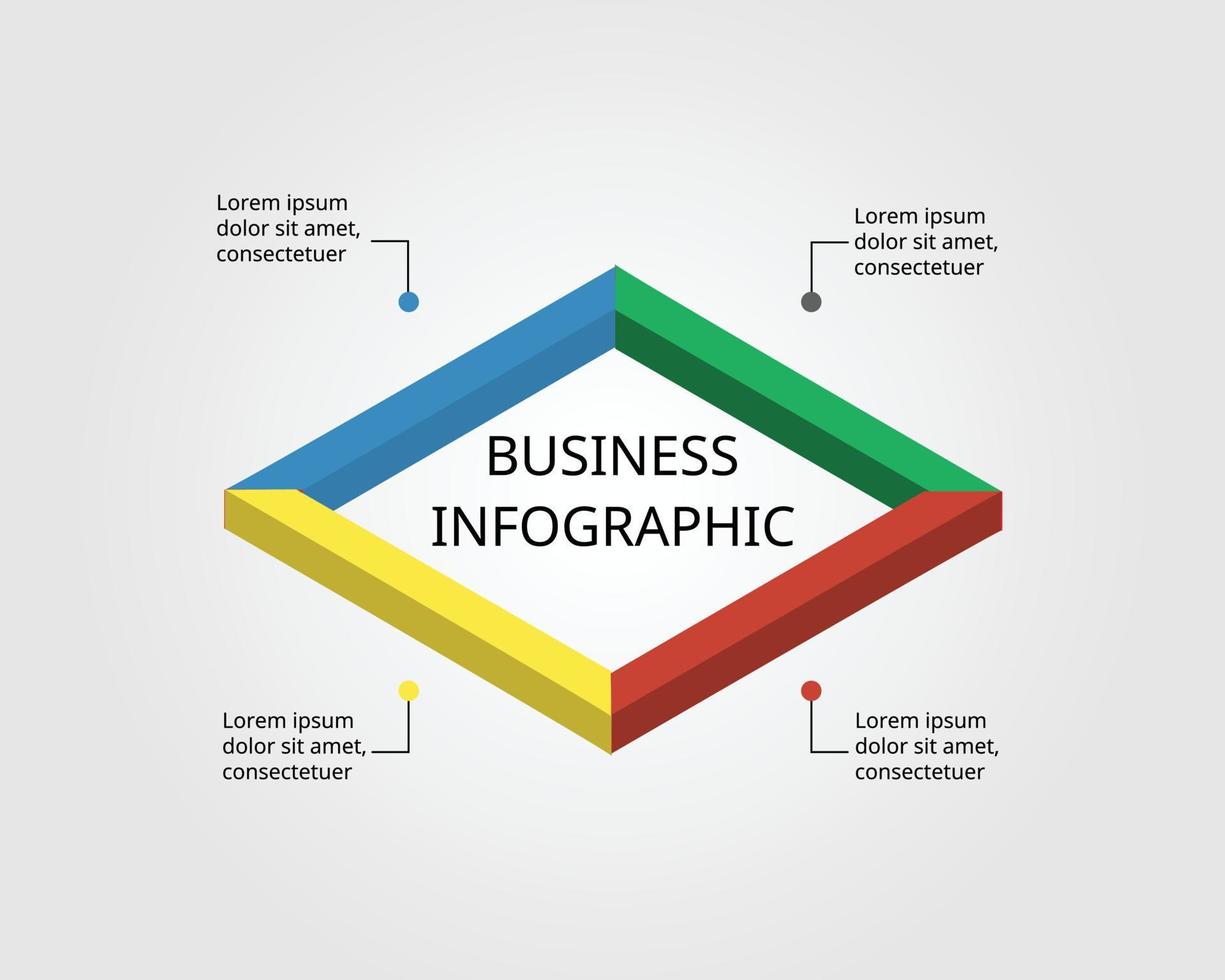 modello di grafico quadrato per infografica per la presentazione per 4 elementi vettore