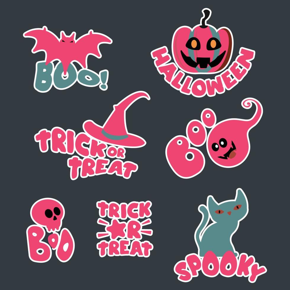 impostato di fantasma Halloween lettering icone con testo vettore