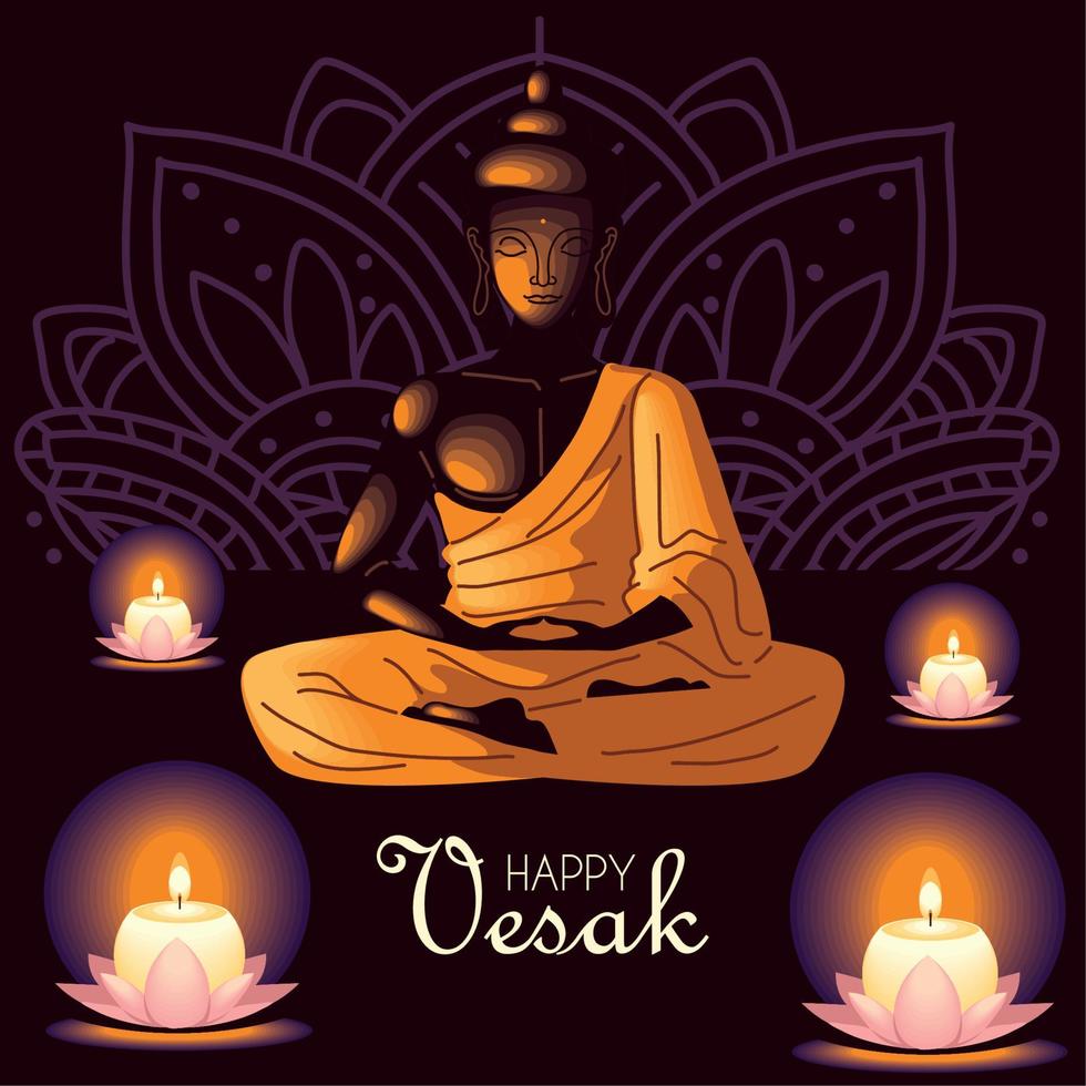 contento Vesak celebrazione carta vettore