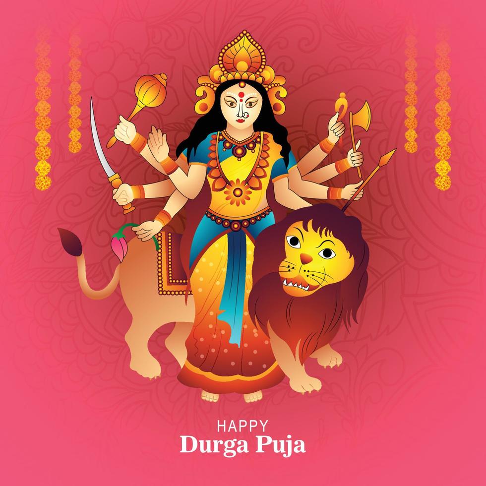 contento Durga puja India Festival vacanza opuscolo carta sfondo vettore