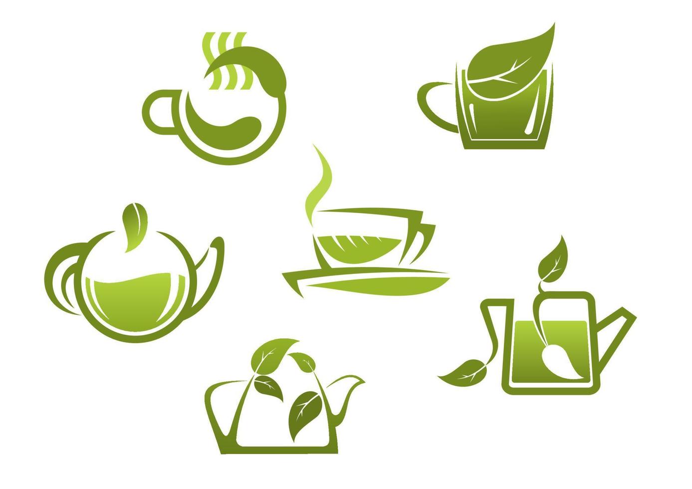 verde tè simboli e icone vettore