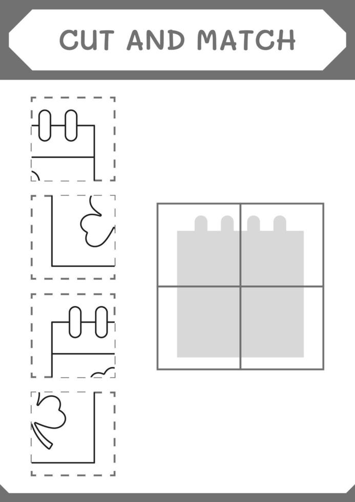 taglia e abbina parti di calandra, gioco per bambini. illustrazione vettoriale, foglio di lavoro stampabile vettore