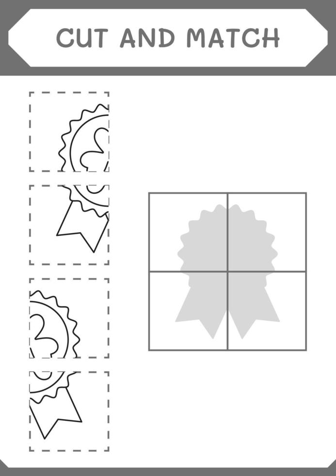 taglia e abbina parti del distintivo del trifoglio, gioco per bambini. illustrazione vettoriale, foglio di lavoro stampabile vettore