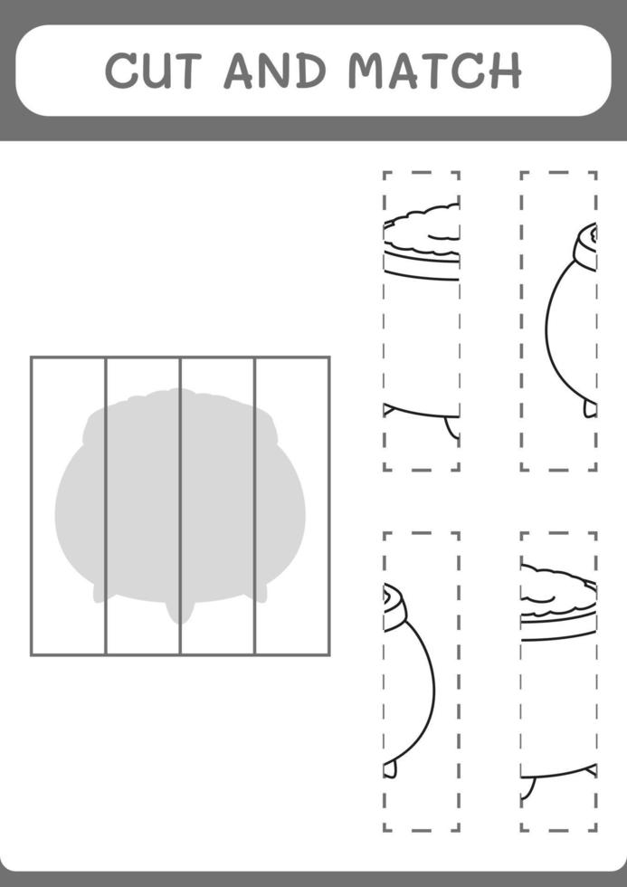 taglia e abbina parti di calderone, gioco per bambini. illustrazione vettoriale, foglio di lavoro stampabile vettore