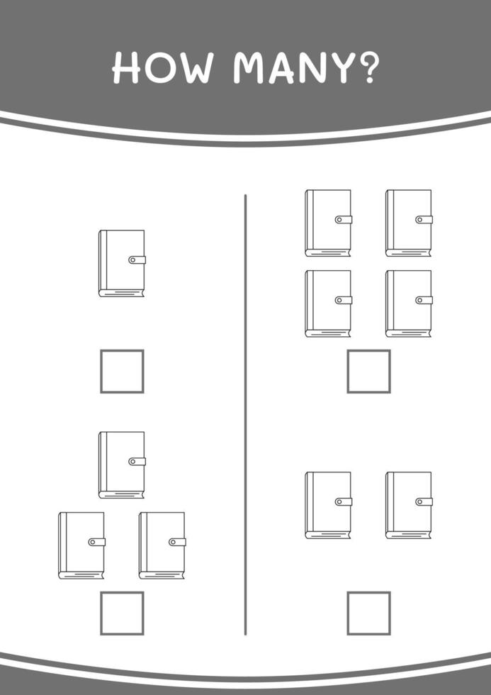 quanti di taccuino, gioco per bambini. illustrazione vettoriale, foglio di lavoro stampabile vettore