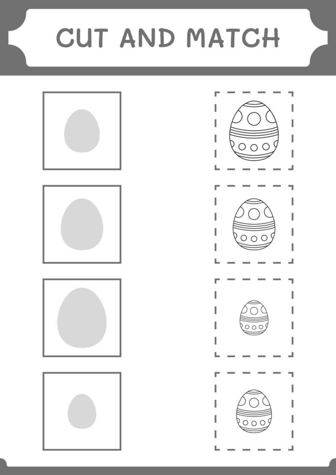 taglia e abbina parti di uovo di Pasqua, gioco per bambini. illustrazione vettoriale, foglio di lavoro stampabile vettore