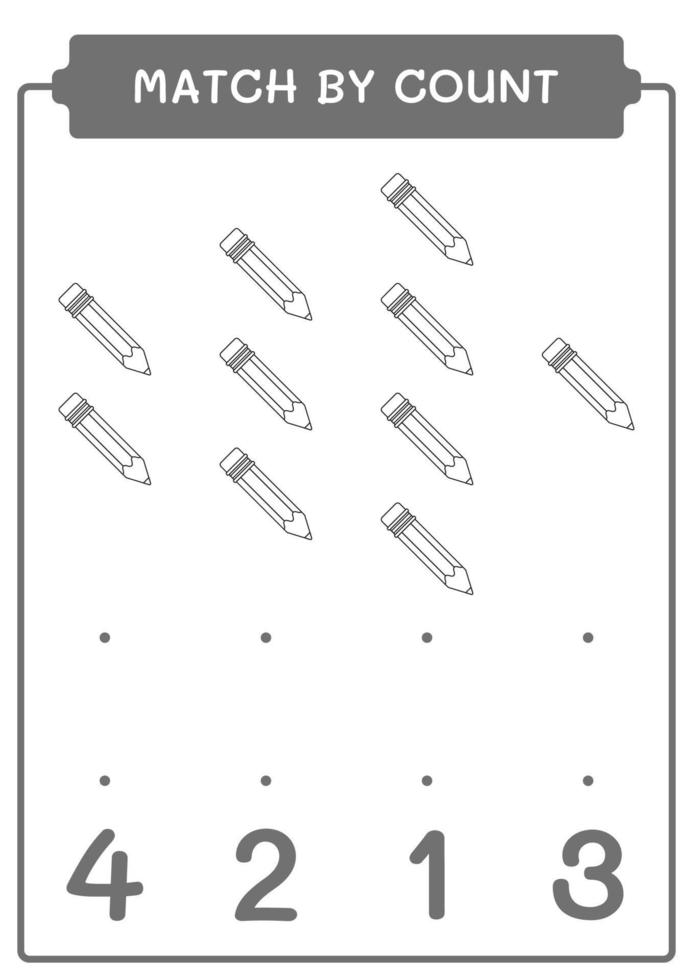 partita per conteggio della matita, gioco per bambini. illustrazione vettoriale, foglio di lavoro stampabile vettore