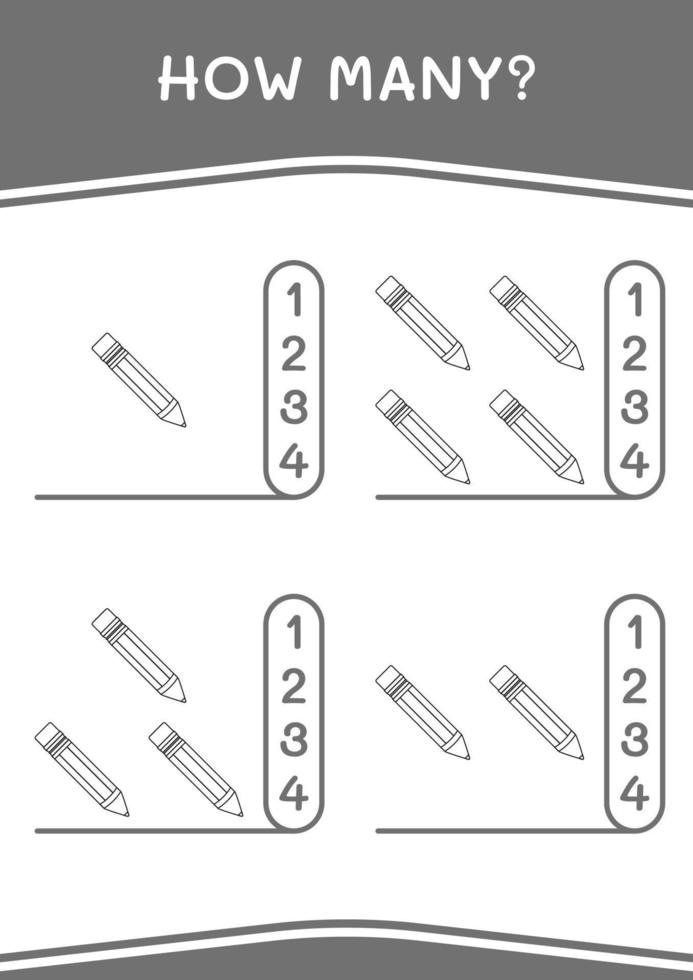 quanti di matita, gioco per bambini. illustrazione vettoriale, foglio di lavoro stampabile vettore