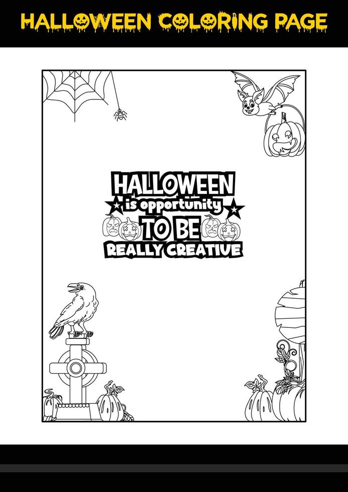 Halloween citazioni colorazione pagina. Halloween colorazione pagina per bambini. vettore