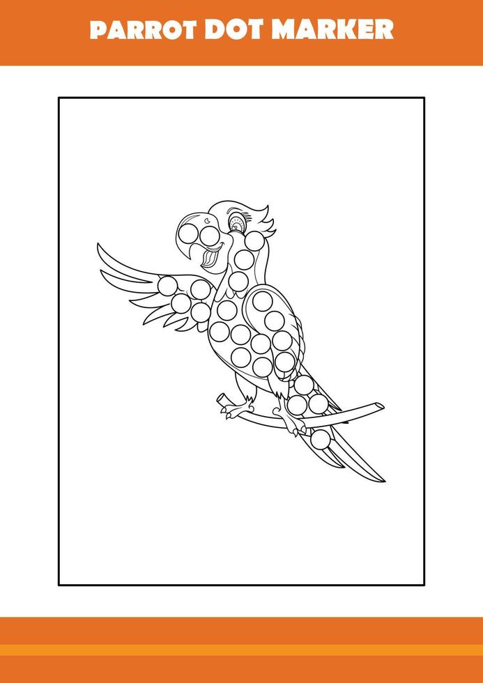 pappagallo punto marcatore colorazione libro. linea arte design per bambini stampabile colorazione pagina. vettore